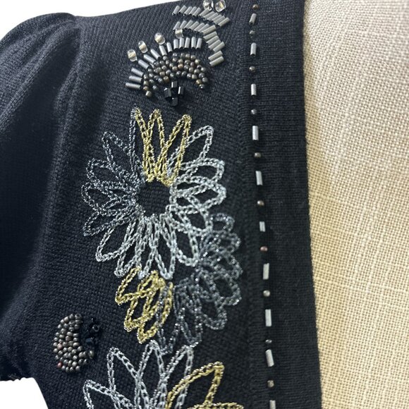 Nanette Lepore Dress Beaded Embroidered Merino Wool Knit Sz M - Picture 5 of 13